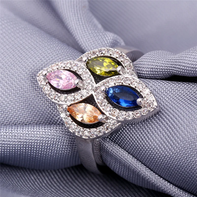 U7 Клевер Обручальное Кольца Для Женщин С Цирконами Позолоченный/ Платиновый