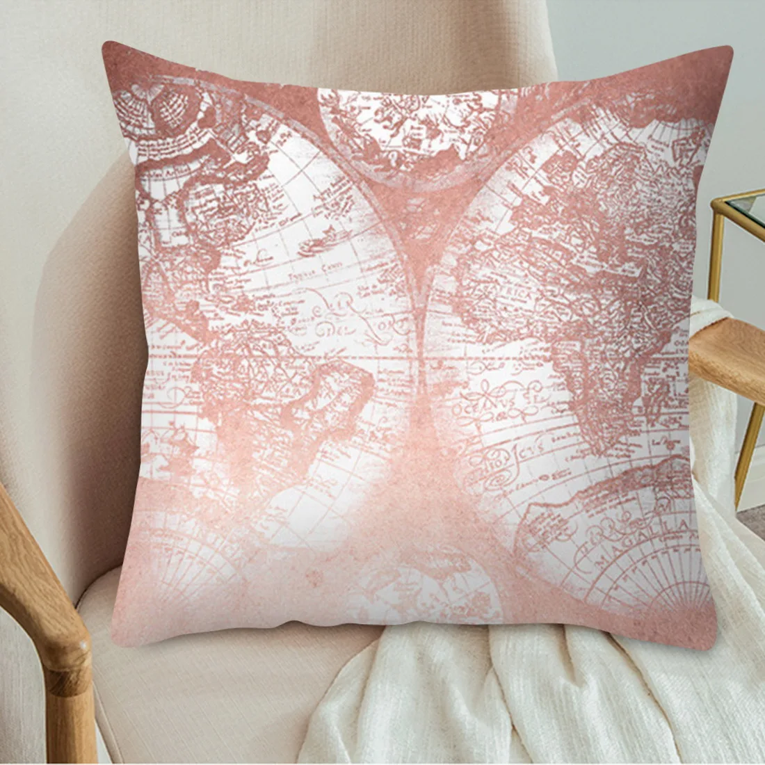 Чехол для подушки Lash розовое золото геометрический ананас блестящая