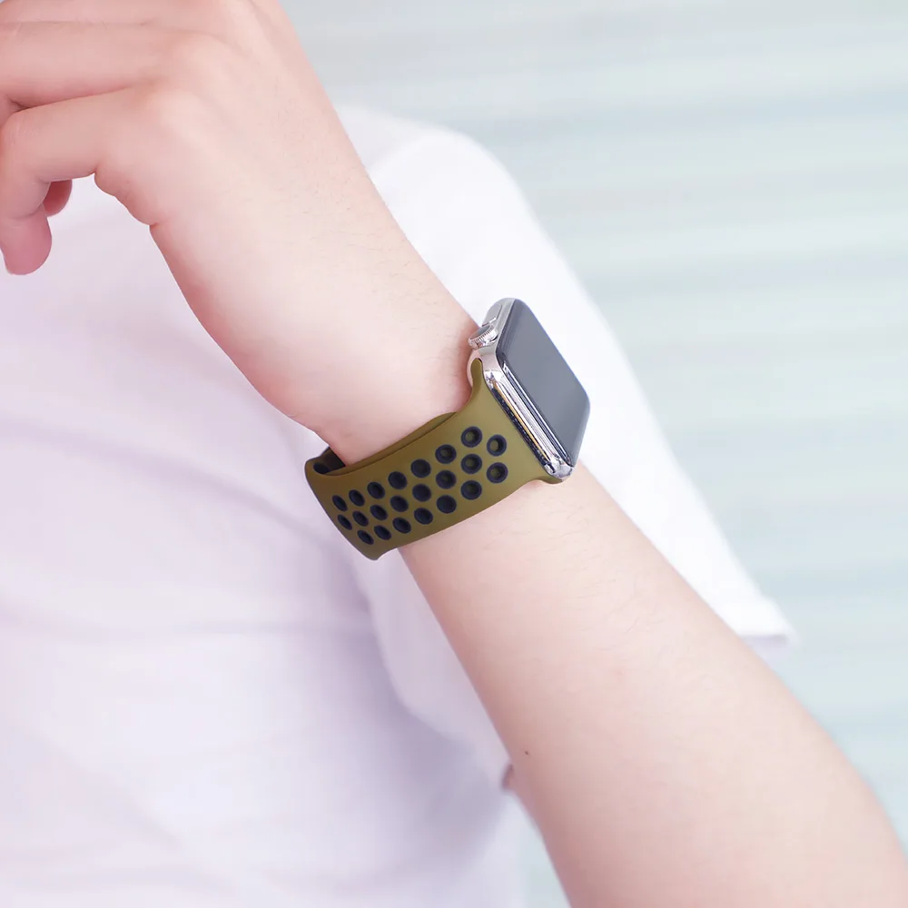 Силиконовый ремешок для часов apple watch Band 42 мм 38 iWatch 4 band 44 40 спортивный браслет 3 2 1