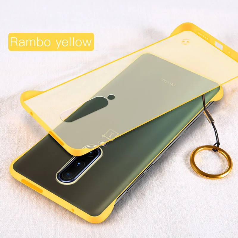 Yellow Ультратонкий Бескаркасный Прозрачный матовый чехол для телефона из поликарбоната для Oneplus 7 7Pro 6 6T 5 5T с кольцом из веревки защитный чехол Coque Funda - Color: Yellow