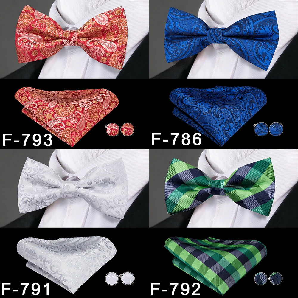Hi-Tie, роскошные золотые шелковые галстуки-бабочки для мужчин, модные мужские желтые галстуки-бабочки, носовой платок, запонки, набор, галстук-бабочка для мужчин, Свадебный F-771