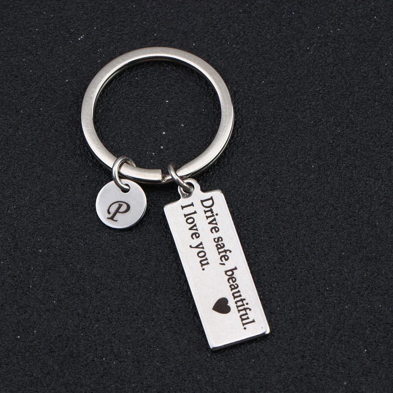 Engraved Drive Safe Beautiful I Love You Keychain Personalized A ~ Z For Boyfriend Girlfriend Couple Gift Driver Holder Key Tag | Украшения