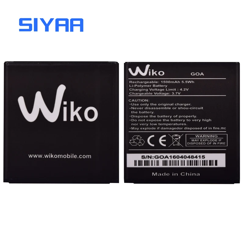 Оригинальный SIYAA Goa Батарея для Wiko мобильный телефон хорошее качество высокого