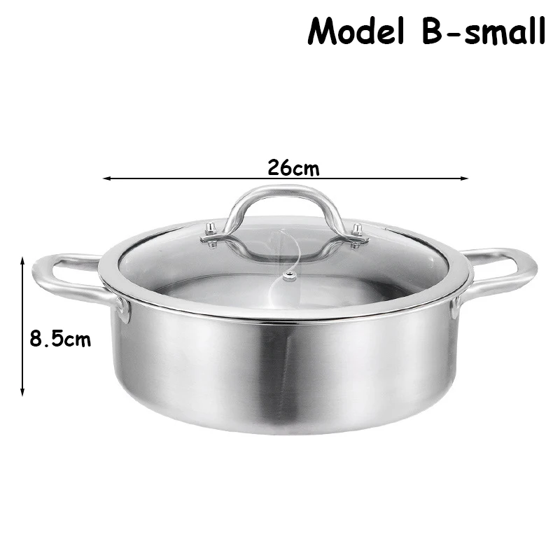 Model B Small Горячий котел с подогревом из нержавеющей стали, горшок с двумя вкусами, рождественские контейнеры для еды, легко Корейская кастрюля для ресторана, кухонная утварь - Цвет: Model B Small