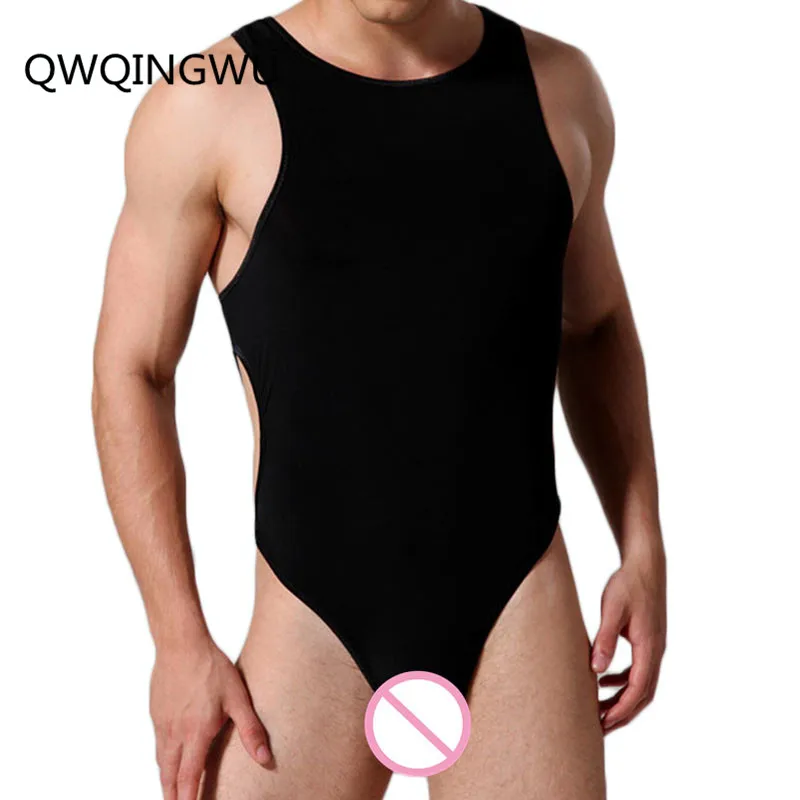 Sexy Undershirts Men's Fitness mesh Bodysuit Transparent Body Wear Men Underwear Men's Bodysuits Sheer Undershirts Sleepwear