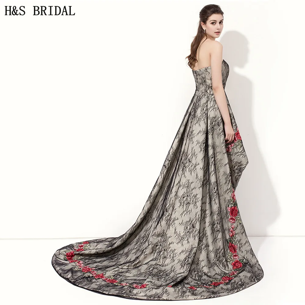 H &amp S свадебные Черные Высокие Низкие платья для выпускного вечера 2017 robe de mariage