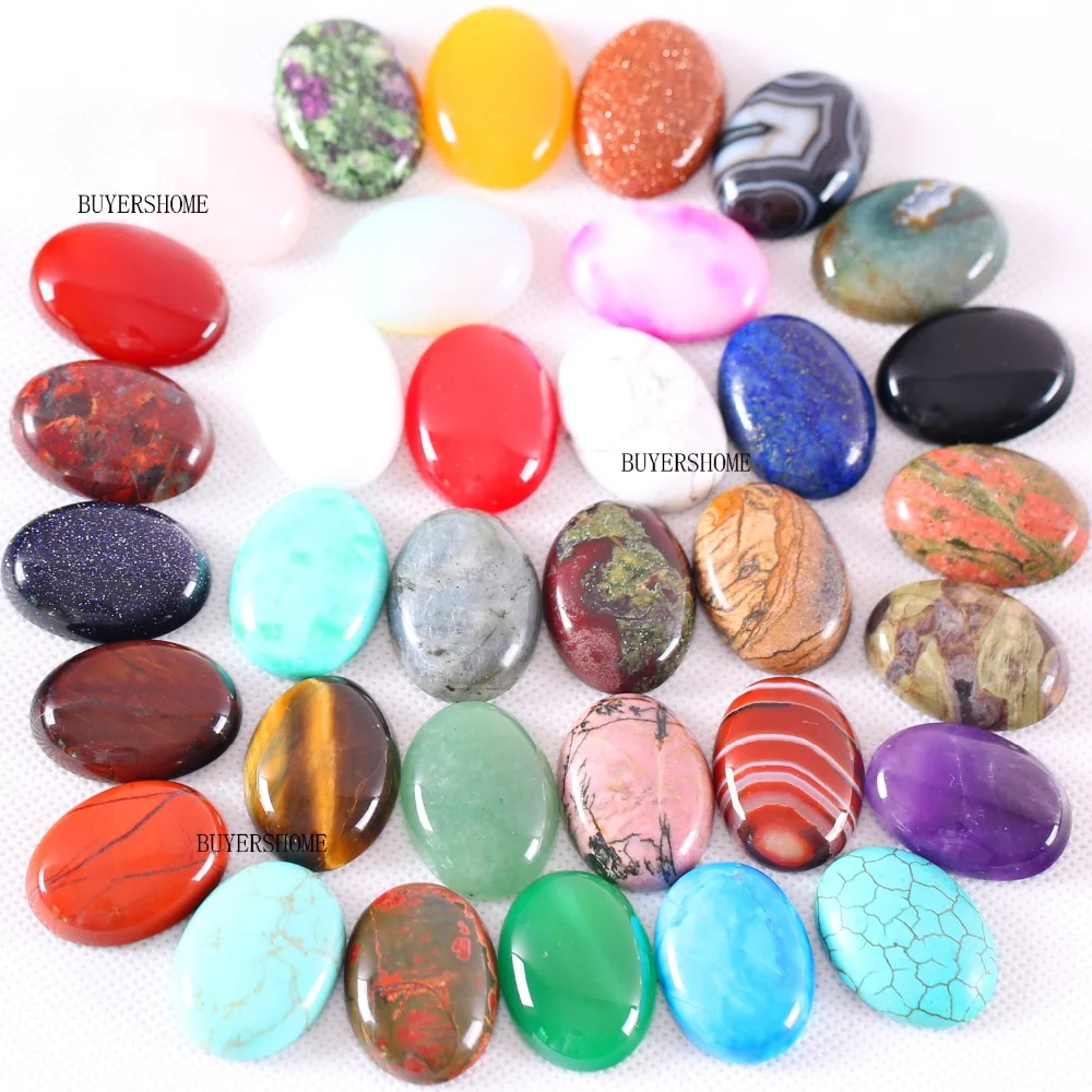 

10Pcs CAB Cabochon 22x30MM Oval Natural Stone Bead For Making Necklace Bracelet Earrings Opal Lapis Crystal Rhodonite K499
