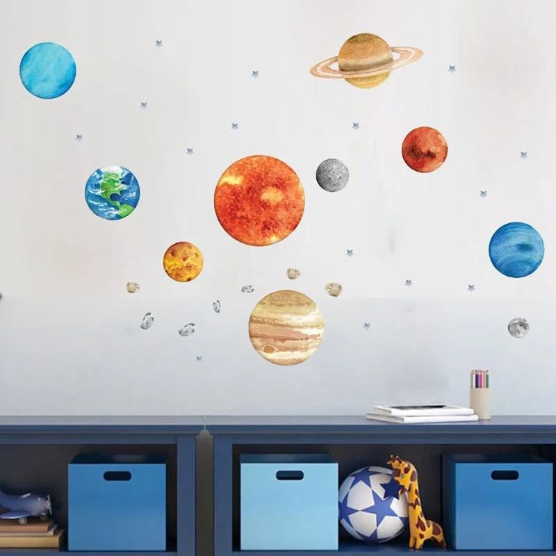 DIY Planet креативные наклейки на стену, живопись для гостиной, спальни, постер на космическую тематику, домашние Декоративные Настенные рисунки, художественная роспись