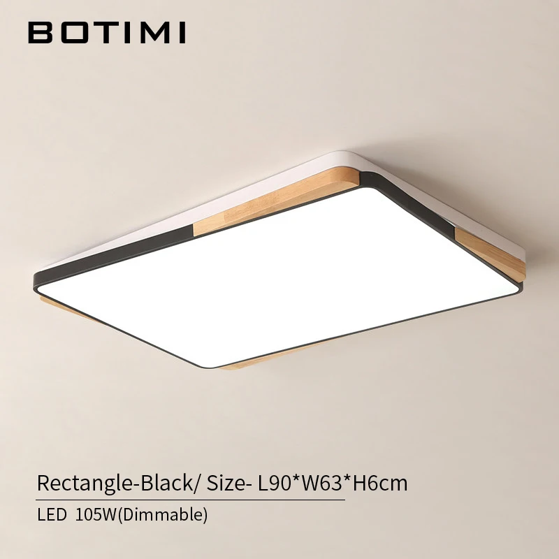 Rectangle-Black-RC BOTIMI квадратный светодиодный потолочный светильник s для гостиной белый Lamparas de techo прямоугольный деревянный потолочный светильник поверхностное крепление светильник для спальни - Цвет корпуса: Rectangle-Black-RC