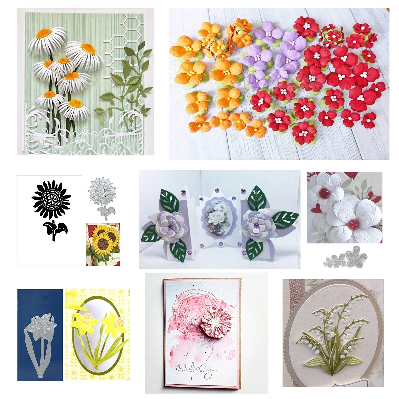 Цветок Розовые листья карты металла резки Скрапбукинг альбом самодельная