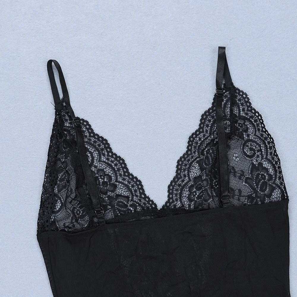 

Lyer 2019 beach black halter top with lace print lace bathing swimsuit