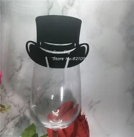 50pcs free shipping laser out magic hat design magic show party invitation place name cup cards for wine glass party supplies