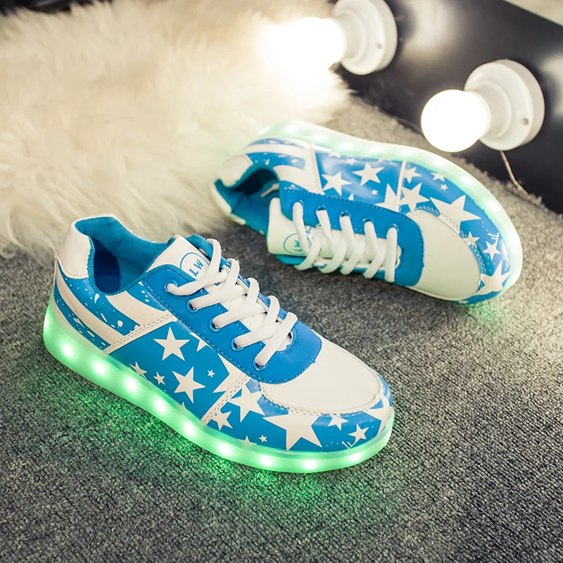 Мужские повседневные туфли со светодиодной подсветкой на шнуровке с USB-зарядкой