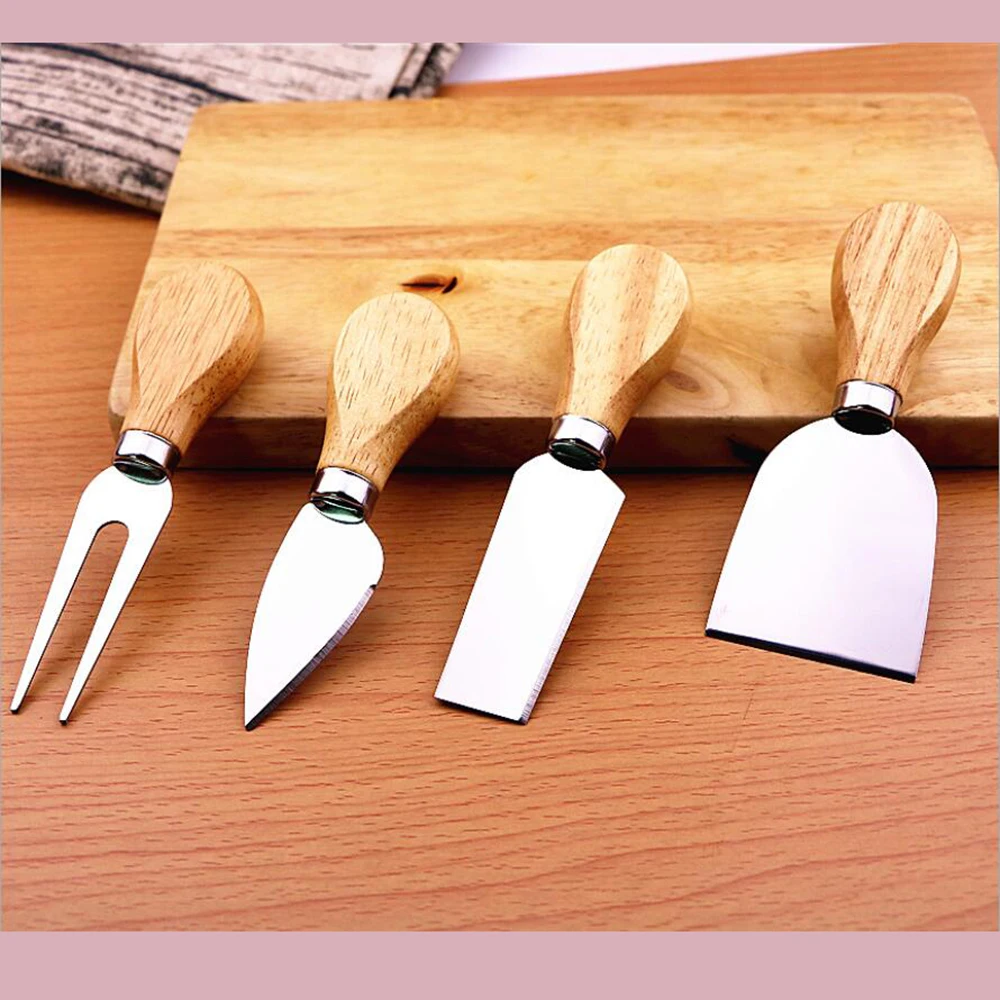 4 шт. ножи для сыра деревянные ручки нож из нержавеющей стали вилка кухонный набор