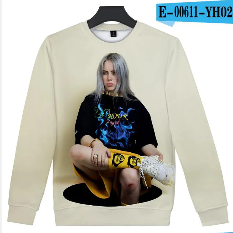 В Стиле Хип-хоп, модная Фирменная Костюмы Billie Eilish 3D принт худи свободного кроя из Для женщин с капюшоном толстовки, пуловеры, повседневный стиль, уличная одежда, топы - Цвет: 004