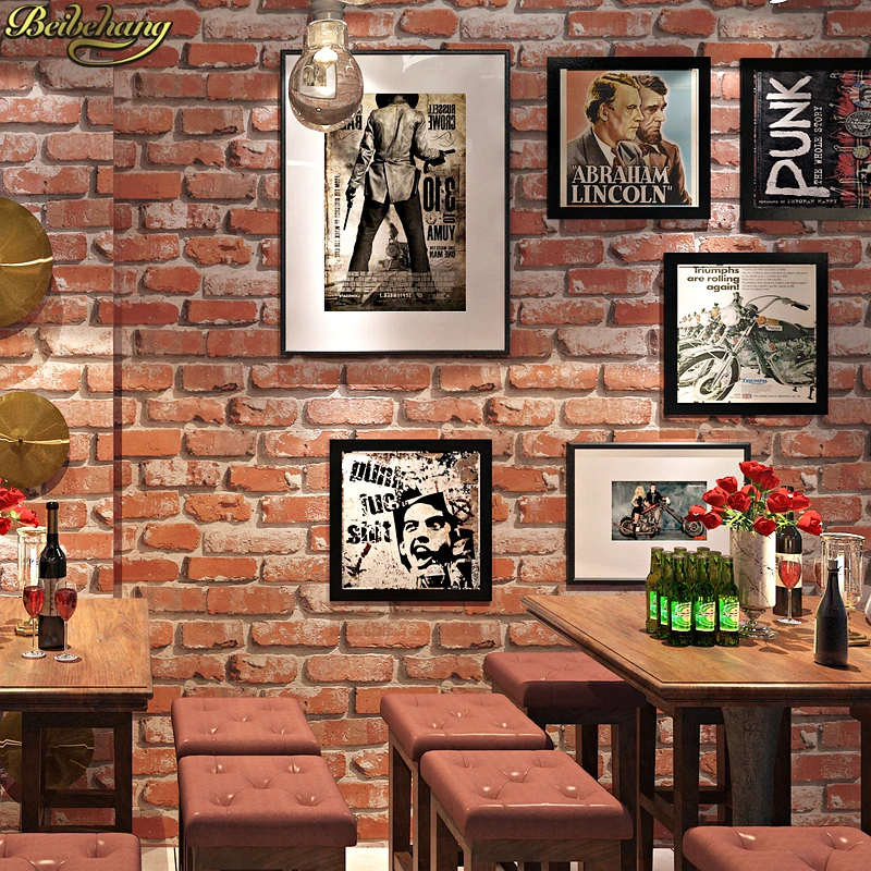 

beibehang Retro nostalgic 3D stereo imitation brick pattern brick wallpaper cafe bar restaurant culture stone antique wall paper