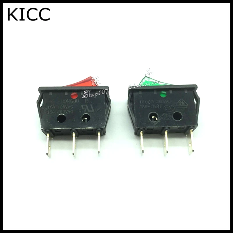 Клавишный переключатель с лампой R-1-110-C5L-BR KCD3 3Pin 2 файла Seesaw 16A250V выключатель