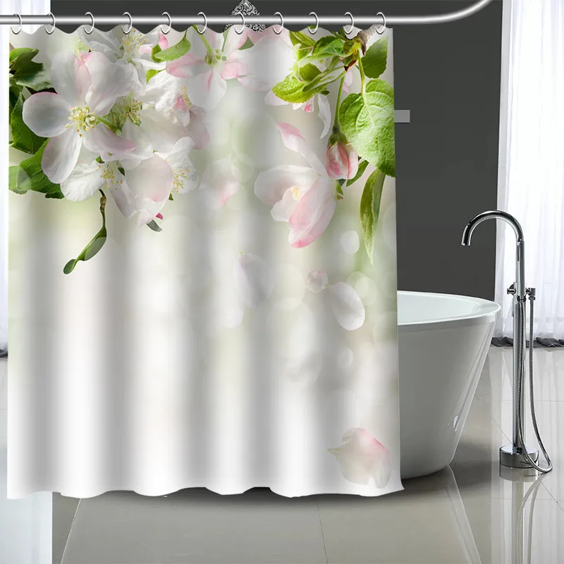 

Занавеска для душа с цветами вишни на заказ, Современная тканевая занавеска для ванной, штора для домашнего декора, больший размер, под зака...