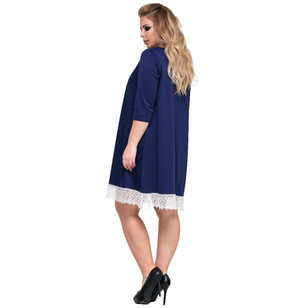 Romacci плюс платья для женщин 4xl 5xl 6xl кружевное платье с О образным вырезом и 3/4