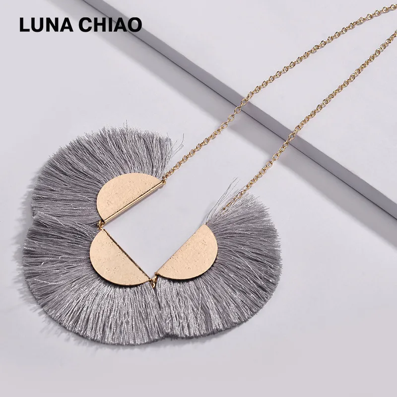 LUNA CHIAO 2018 осень зима 4 вида цветов модный Шелковый нагрудник с кисточками