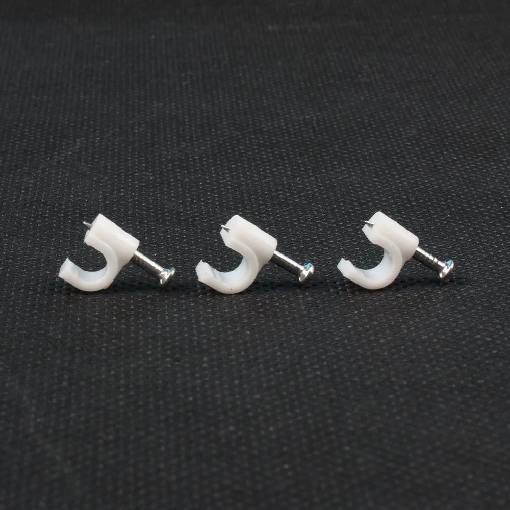 Круглые зажимы для кабеля 5 мм 100 шт./пакет белые круглые Y5|nail wire clips|cable clip5mm cable clips |