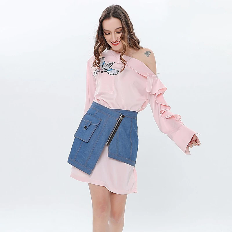 Платье мини TWOTWINSTYLE с высокой талией на молнии|set for women|piece settwo set |