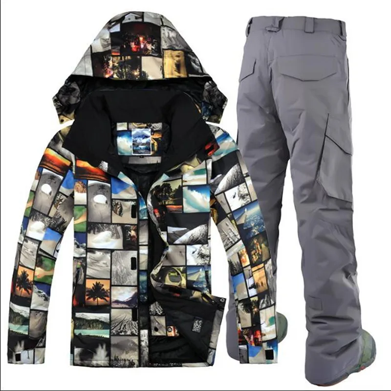 Лыжный костюм GSOU зимняя Лыжная куртка + лыжные штаны Для мужчин двойной доска для