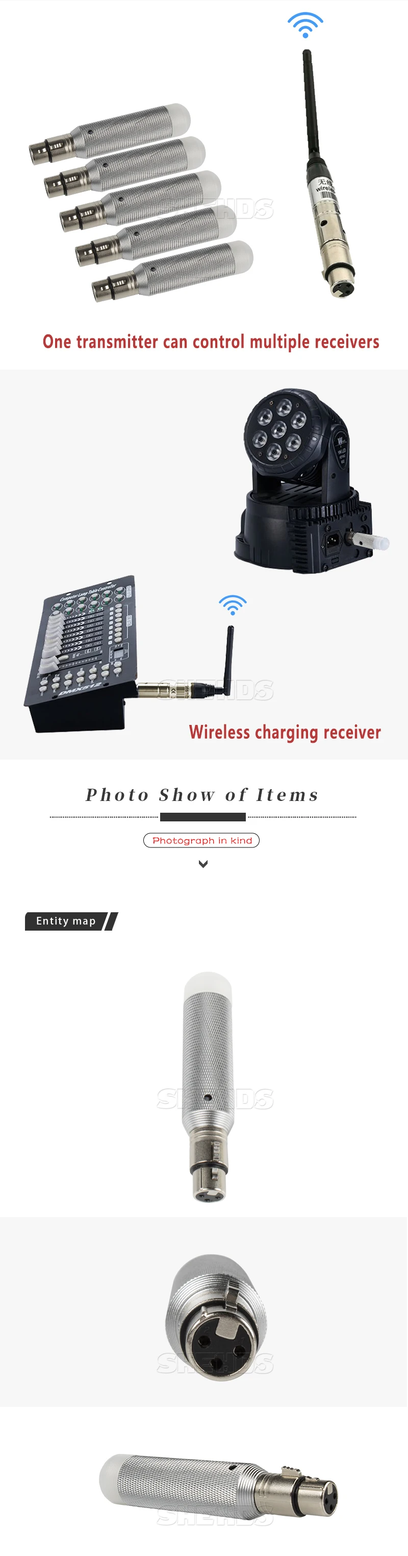 SHEHDS перезаряжаемый DMX512 беспроводной приемник лазерный светильник 300 м контроллер приемник 2,4 г для Светодиодный светильник-сценический светильник