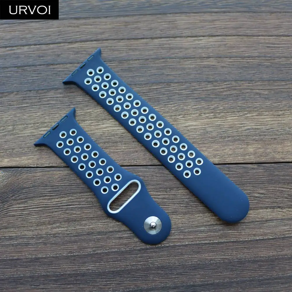 Blue White Спортивный ремешок URVOI для Nike+ apple watch серии 432 силиконовый ремешок для iwatch гибкий дышащий официальный цвет 38 42 40 44 мм - Цвет ремешка: Blue White