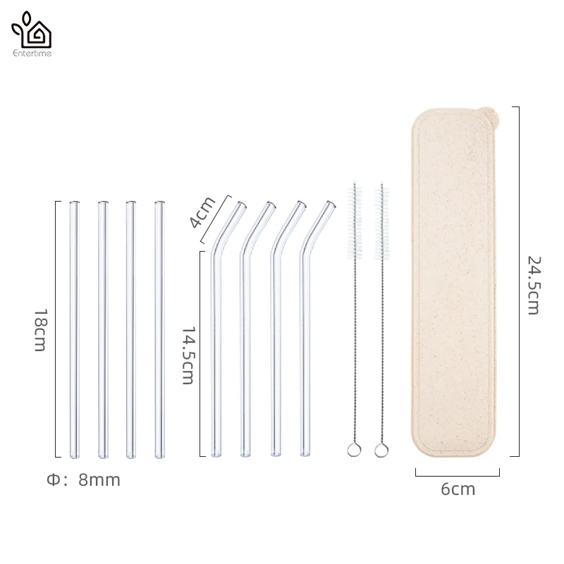 Развлекательный набор из 4 шт многоразовые изогнутые стеклянные Соломинки +