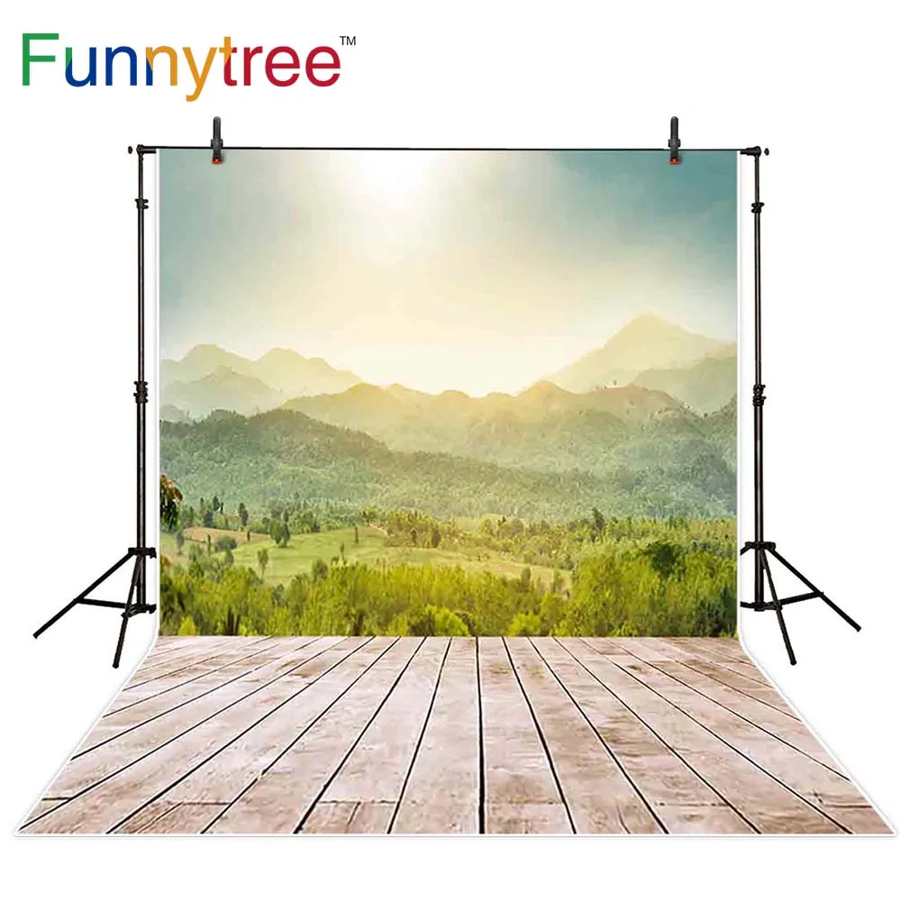 Funnytree фотография летний Горный пейзаж деревянные доски красивый вид фон для