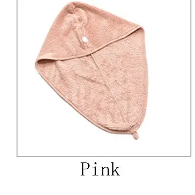 Pink Женские сухие волосы супервпитывающее полотенце для ванной сухая шапочка для волос мягкая женская шапка для волос Коралловое флисовое банное полотенце с пуговицей - Цвет: Pink