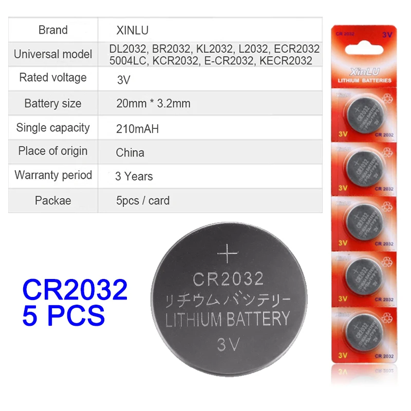 XINLU 500 шт./лот шт. CR2032 DL2032 CR 2032 KCR2032 5004LC ECR2032 кнопочная ячейка 3 В литий ионная батарея