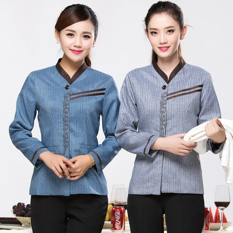 Осенне зимняя униформа для отеля одежда уборки рабочая стюардесс и комбинезоны с
