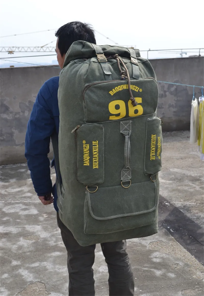 Мужской супер большой 97L вместительный Большой рюкзак для отдыха на природе, походов, крепкая холщовая дорожная сумка