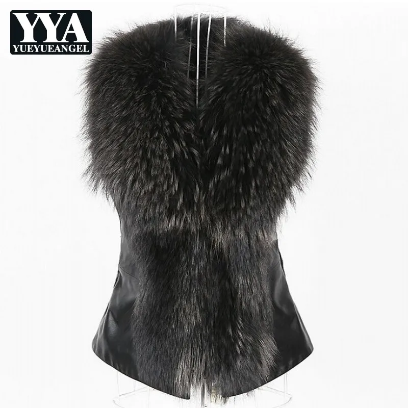 Женский меховой жилет элегантный облегающий из искусственного меха Короткая