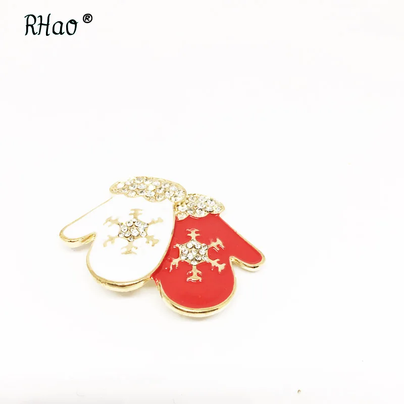 RHao милые красные белые эмалевые перчатки Рождественские Броши для женщин и