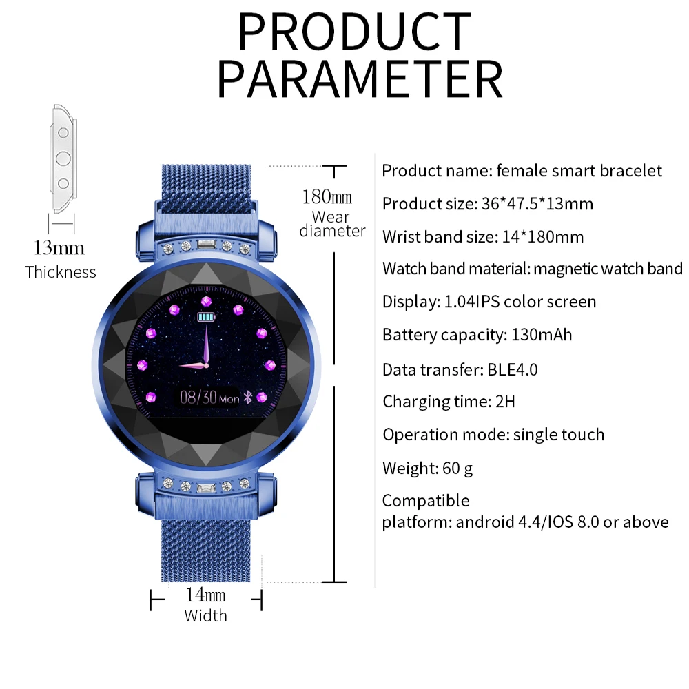 H2plus женские умные часы с монитором сердечного ритма фитнес-трекер браслет для