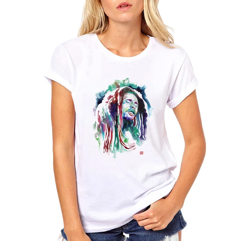 Мужская и женская футболка bob marley летняя белая для мужчин одежда рок hio хоп регги