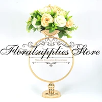 new round elegant gold candle holders metal candlestick flower stand table centerpiece wedding decoration