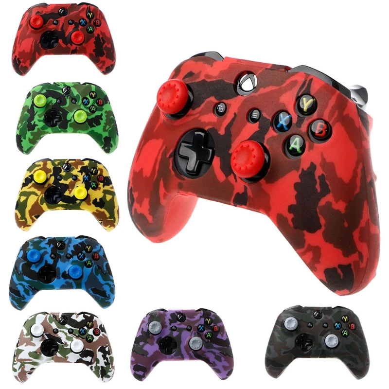 

OOTDTY Camouflage Silicone Gamepad Cover + 2 Joystick Caps For X S Controller