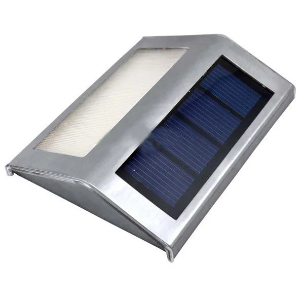 

20 Pcs/lot Stainless Steel Solar Lamp 2LED Powered Stairways Landscape Garden Path Wall Light Lamp