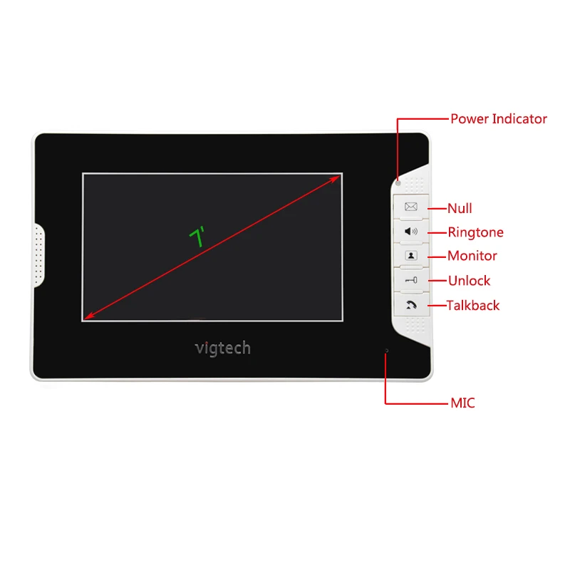 Видеодомофон Vigtech Home 7 дюймов система связи с ID кардридером HD дверной звонок