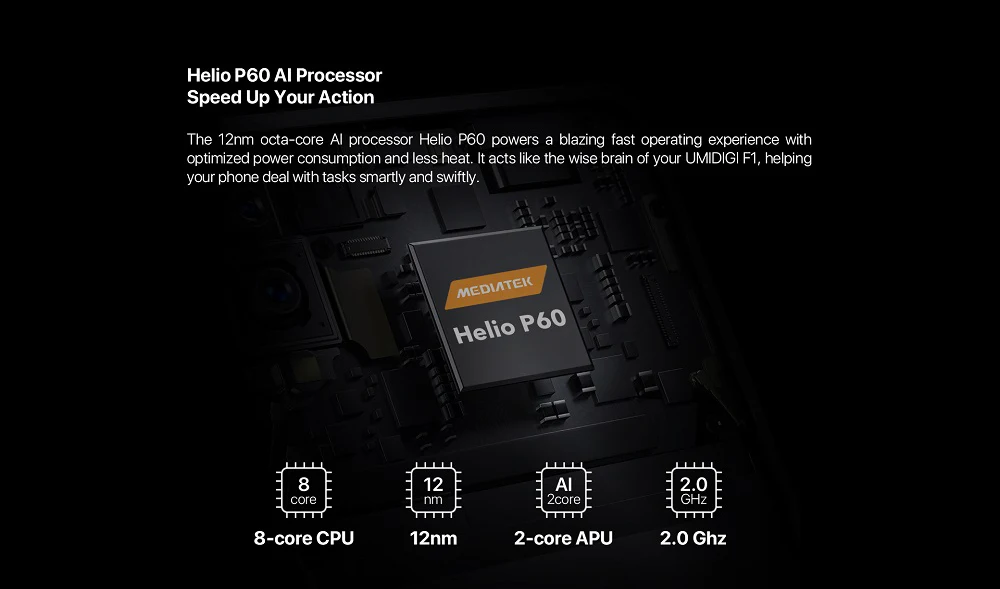 UMIDIGI F1 Play 6,3 ''Android 9,0 4G смартфон Helio P60, четыре ядра, 2,0 ГГц, 6 ГБ ОЗУ, 64 Гб ПЗУ, датчик отпечатков пальцев, мобильный телефон