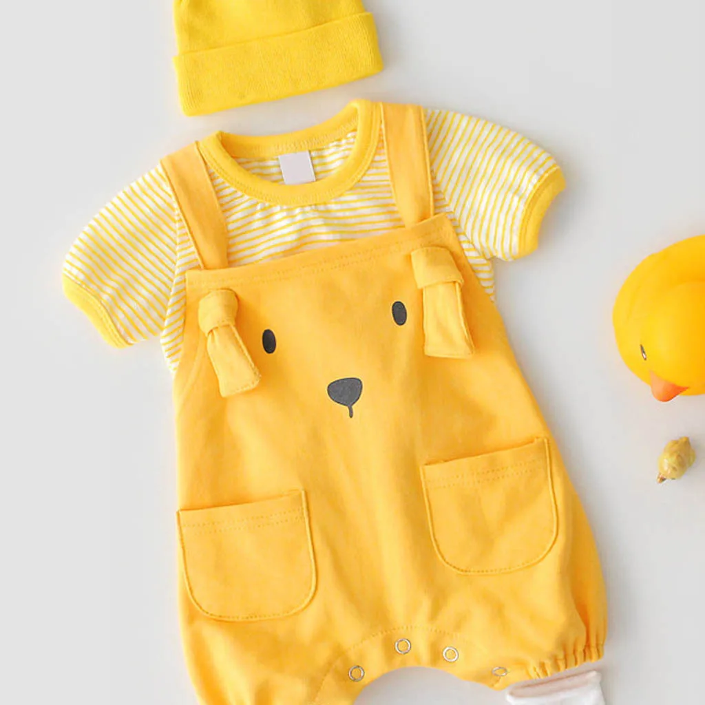 Baby Girl Boy Rompers Kid Cartoon Pocket Costume Jumpsuit Overalls OutfitsBaby Romper Summer 2019 Onesies Newborn | Мать и ребенок