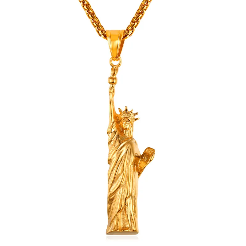 

The Statue of Libert Charm Necklaces & Pendants Gold/Rose Gold/Black Gun Plated Stainless Steel Necklace Women Men Jewelry GP904