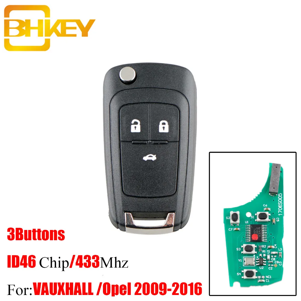 BHKEY 2/3 кнопочный дистанционный ключ DIY для Chevrolet Cruze 433 мгц ID46 чип Opel Astra J Corsa E Insignia