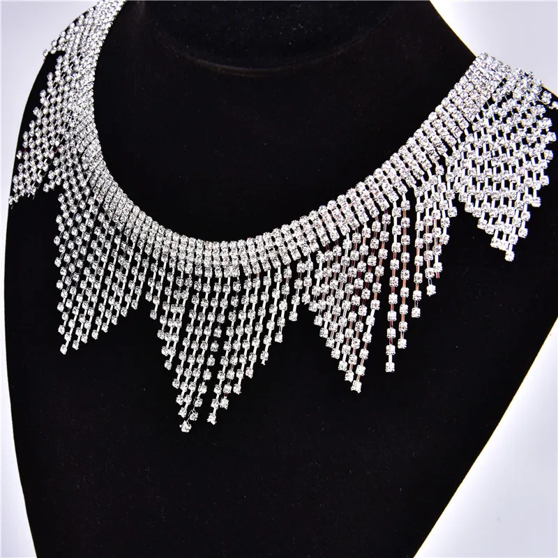 Bling bling 1 ярдов/партия Стразы танцевальная Серебряная цепочка с кристаллами, кисточки украшения пришивные стразы для одежды окантовка ожерелье отделка