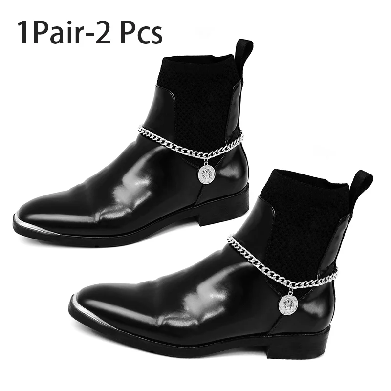1 Pair Silver SHIXIN/модные очаровательные браслеты на щиколотке с монеткой в виде Александера для женщин; Современные сандалии; ботинки на высоком каблуке; женская обувь с украшением в виде цепочки на лодыжке - Окраска металла: 1 Pair Silver