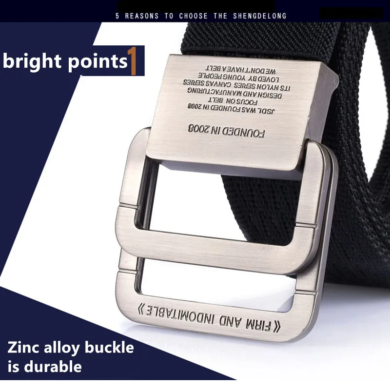 Ремень мужской с двойной кнопкой нейлоновый пряжкой из цинкового сплава